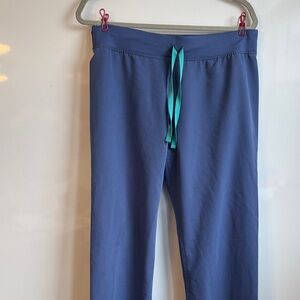 Figs Women's Livingston Slate Blue Boot Cut Scrub Pants with Teal Drawstring